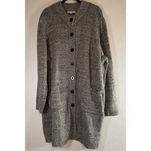 NEW Woman Within Plus 2X Brown Marled Sweater Jacket Longline with Pockets